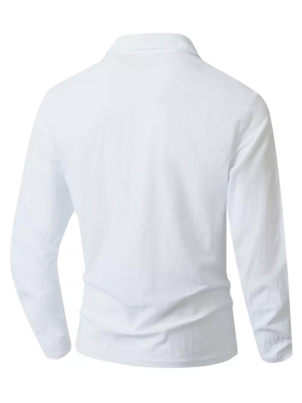 sage green camp shirt with v-neck opening and long sleeve