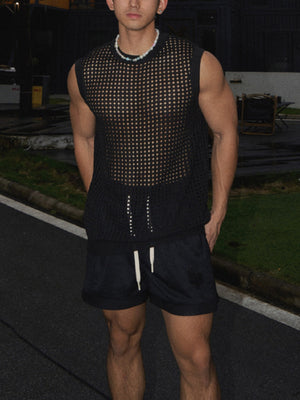 tank top in Black with mesh and mesh
