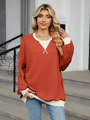 athleisure sweatshirt in Gold with round neck