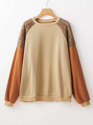 Lace Patchwork Colorblock Sweatshirt option 5