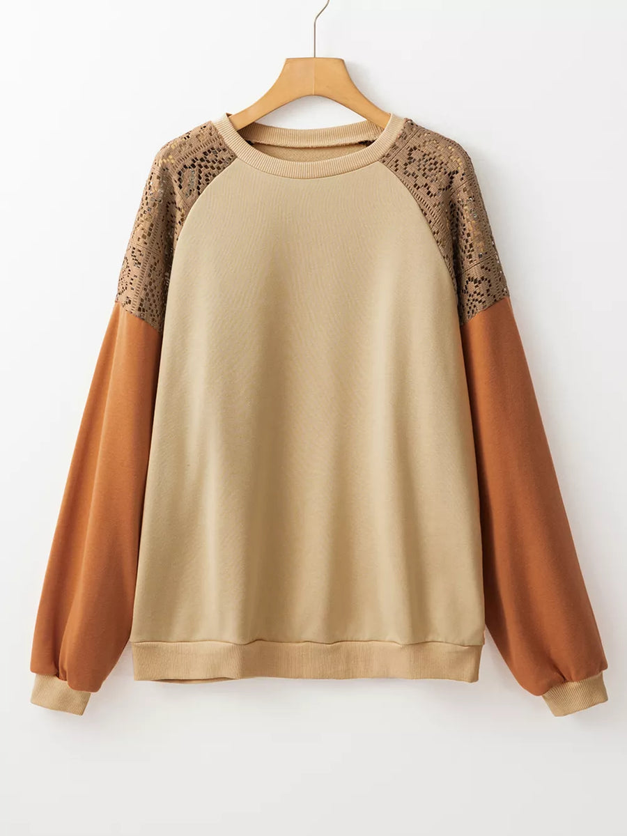 Lace Patchwork Colorblock Sweatshirt option 5