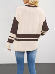 pullover sweater in Red with ribbed and hip-length