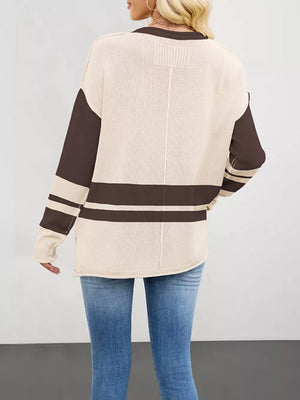 pullover sweater in Red with ribbed and hip-length