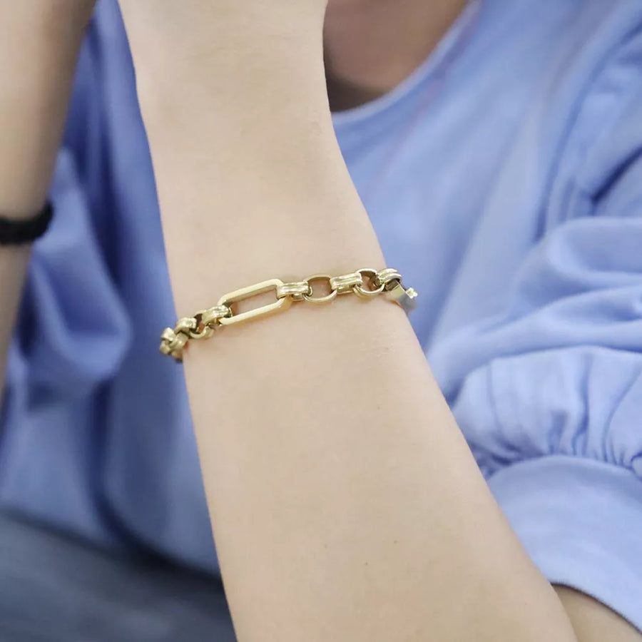 18k Gold-plated Chunky Chain Link Bracelet in Gold
