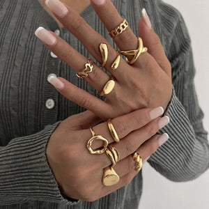 ring in Silver with geometric and 10-piece set