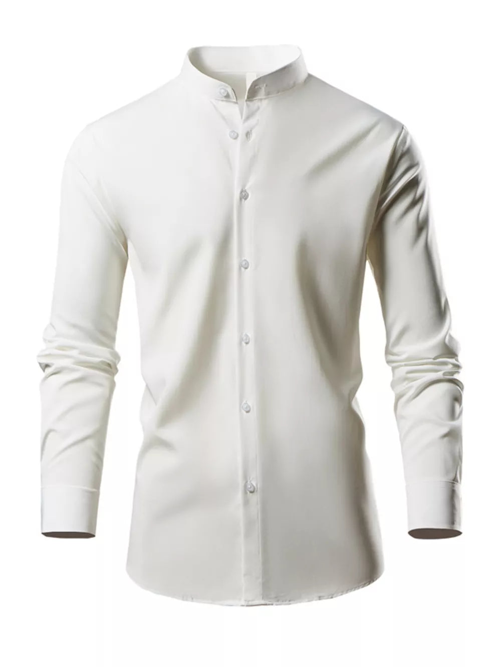 Black Button-down Slim Fit Long-sleeve Top