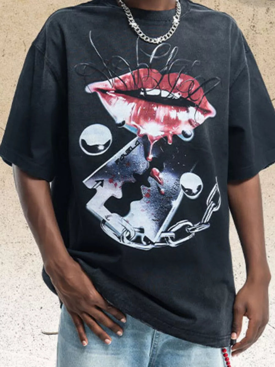 Men's Graphic Short Sleeve T-shirt in Red