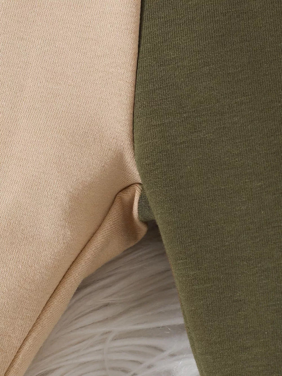 Apricot with Children S Letter Round Neck Top And Pants in Apricot