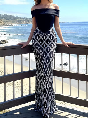 black maxi dress with maxi and back-zip