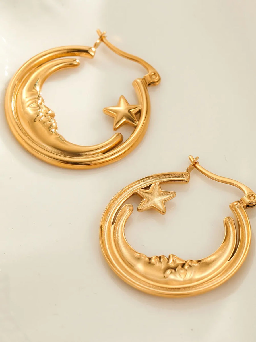 Gold earrings with 1.2 inches and hinged clasp
