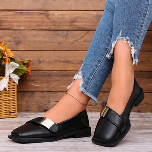 PU Leather,Rubber Imported Size &amp slip-on shoes in Black with flat silhouette