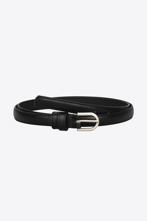 Slimline black leatherette belt with silver buckle detail