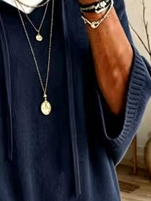 pullover hoodie in royal blue with ribbed and hip-length