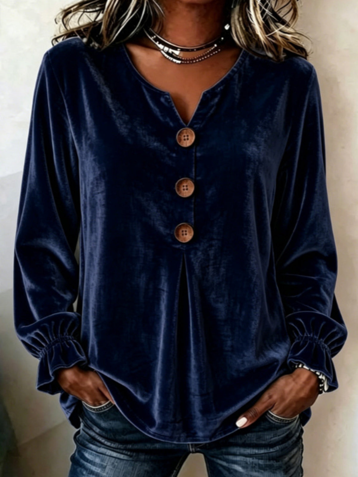 Wine Red blouse with ruched and flounce sleeve