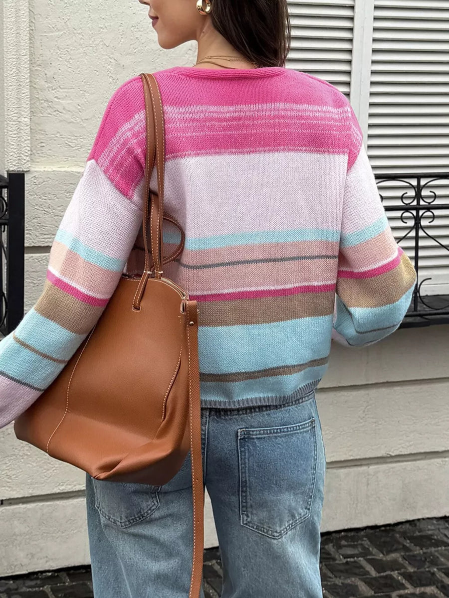 Striped Tie-front Cardigan option 5