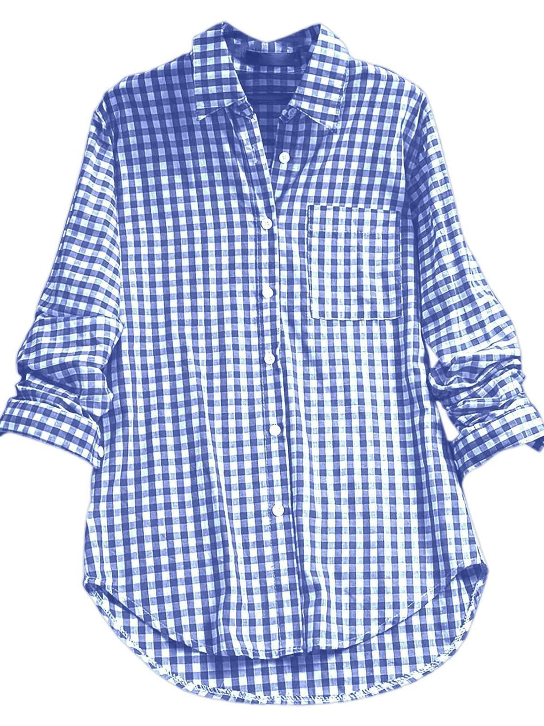 button-down shirt in Red with gingham and pocketed