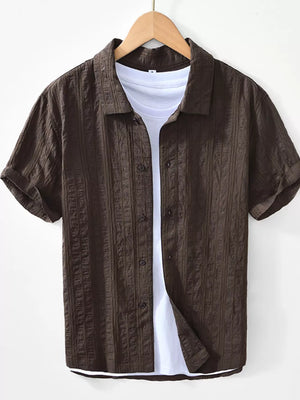 Coffee Men's Plus Size Button Up Short Sleeve Shirt