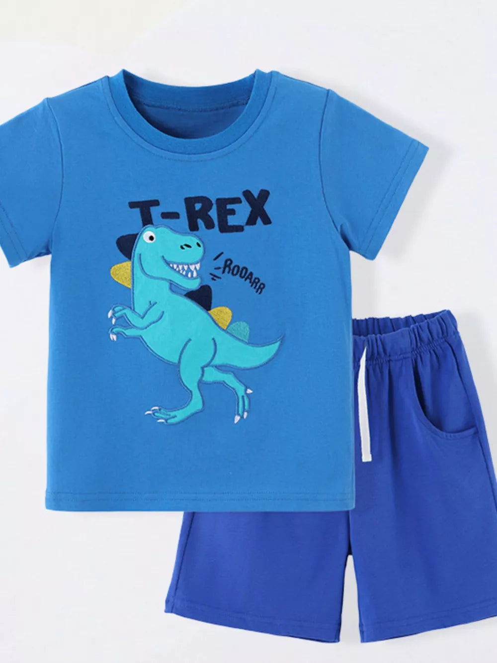 Children's Dinosaur Embroidered T-shirt And Shorts Set in this colorway