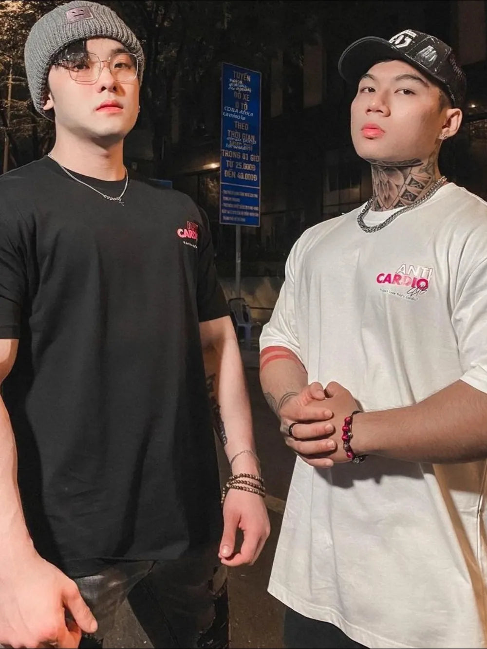 Black and white graphic tees with "Anti Cardio Club" print.