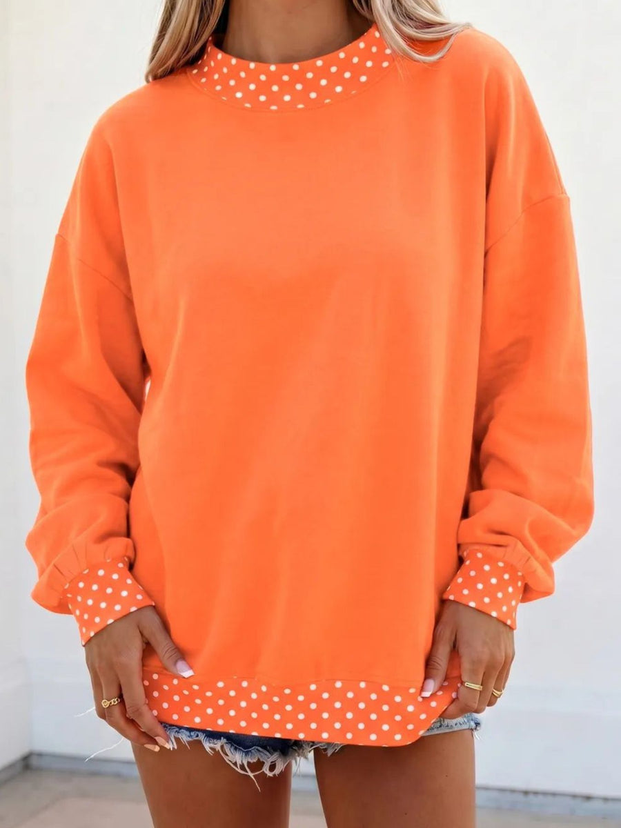 Tangerine sweatshirt with pullover and polka dot