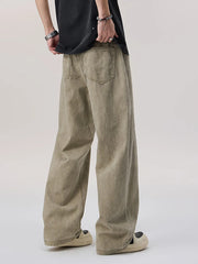 Khaki with Men's Vintage Wash Wide Leg Pants