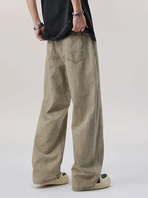 Khaki with Men's Vintage Wash Wide Leg Pants