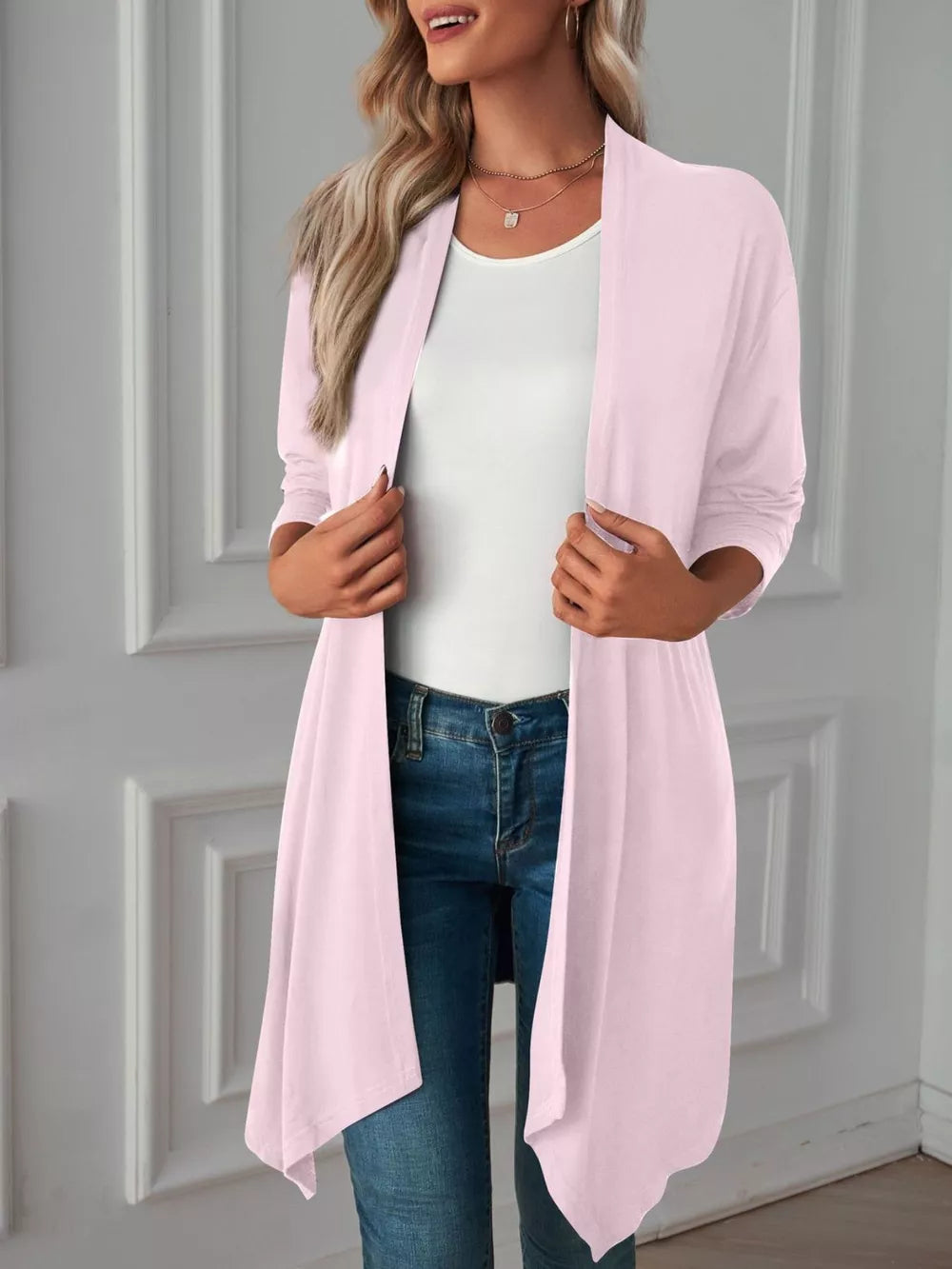 Burgundy relaxed cardigan with open-front