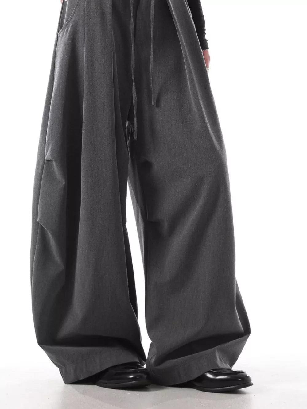 Men's grey wide leg sweatpants with drawstring and pockets