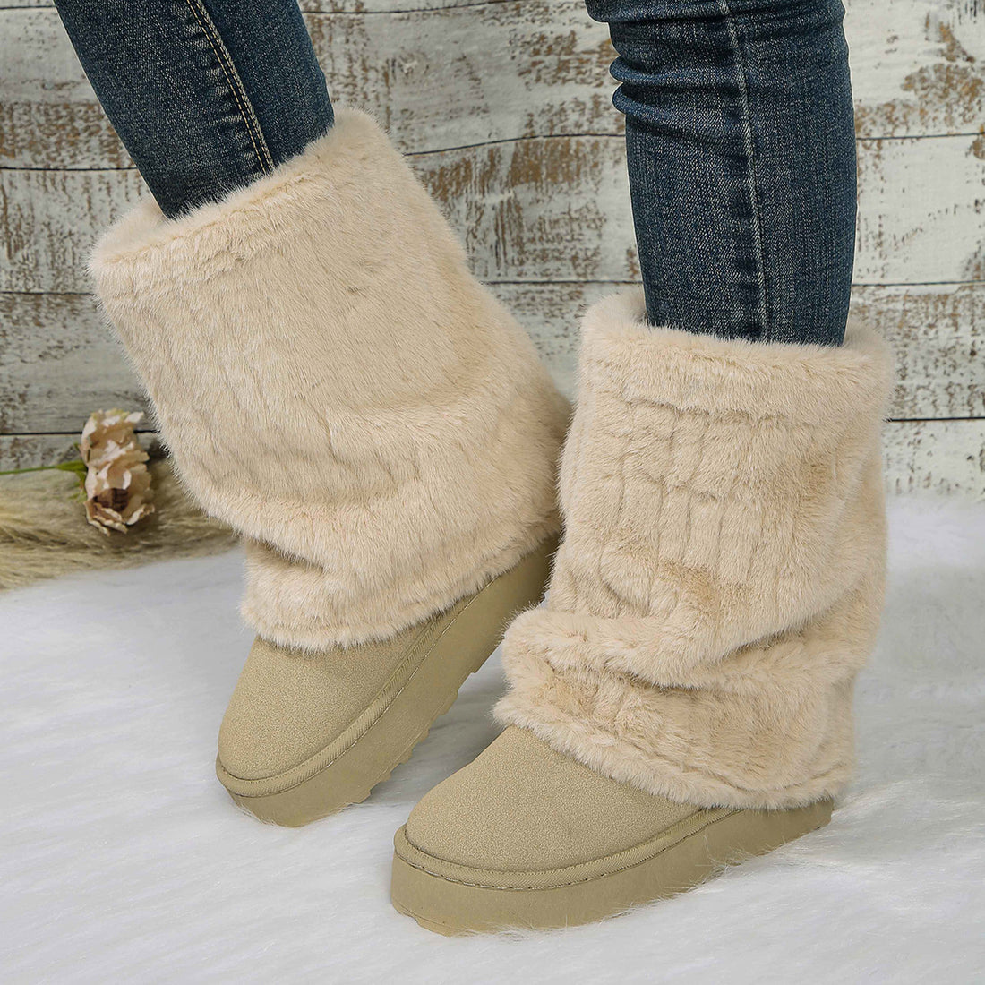 Suede,Fluff,Rubber Imported Size &amp boots in black with straight silhouette