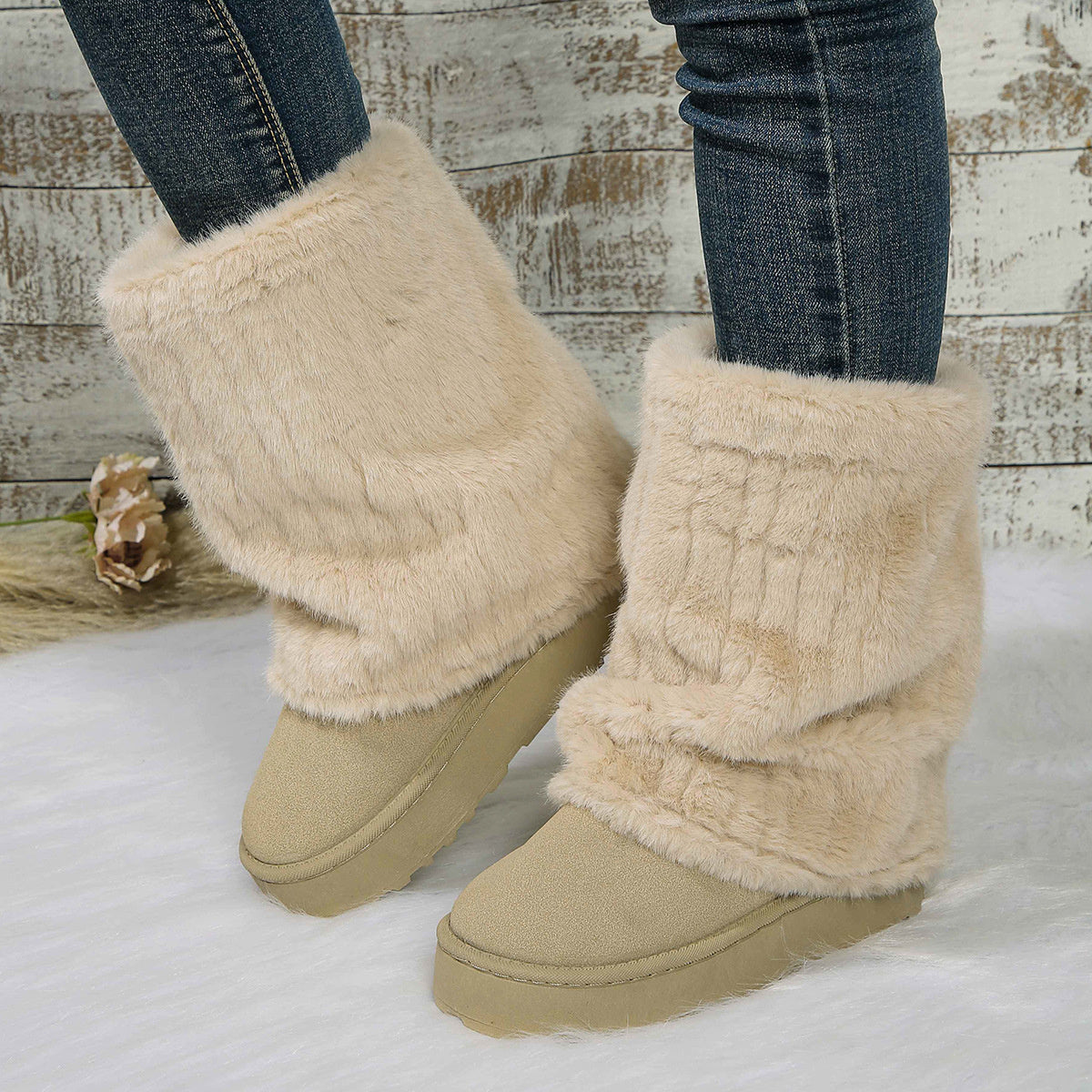 Suede,Fluff,Rubber Imported Size &amp boots in black with straight silhouette