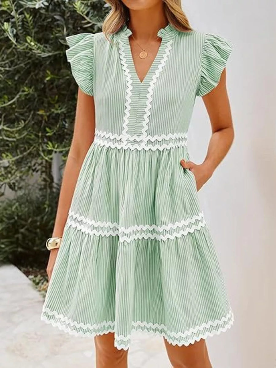Light Blue A-line mini dress with v-neck