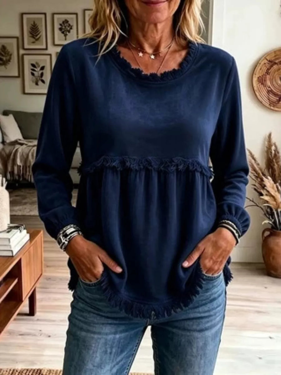 Purple blouse with hip-length and pullover