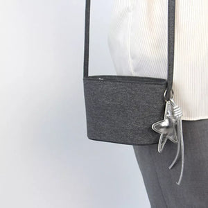 Canvas Imported Size &amp handbag in Black with boxy silhouette