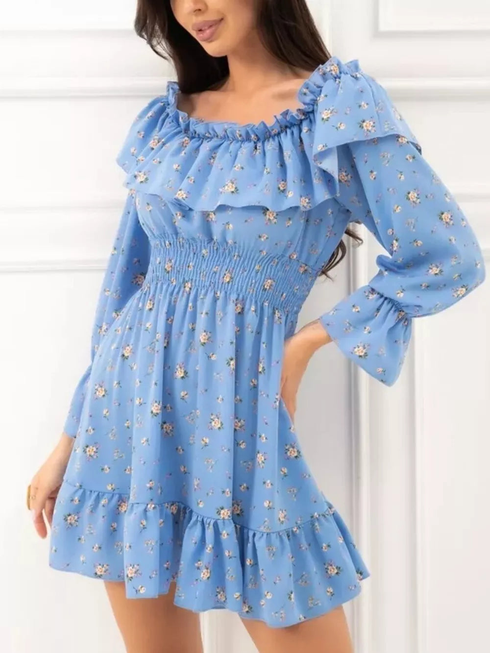 Off-shoulder Floral Ruffle Dress option 8