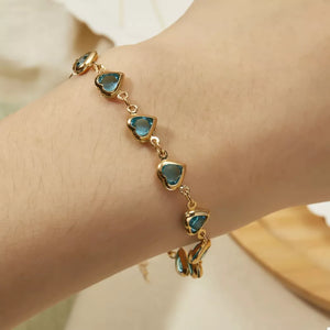 18K Gold-Plated,Alloy,Glass diamond Care instructions: Avoid wearing during exer bracelet in Gold with linked chain