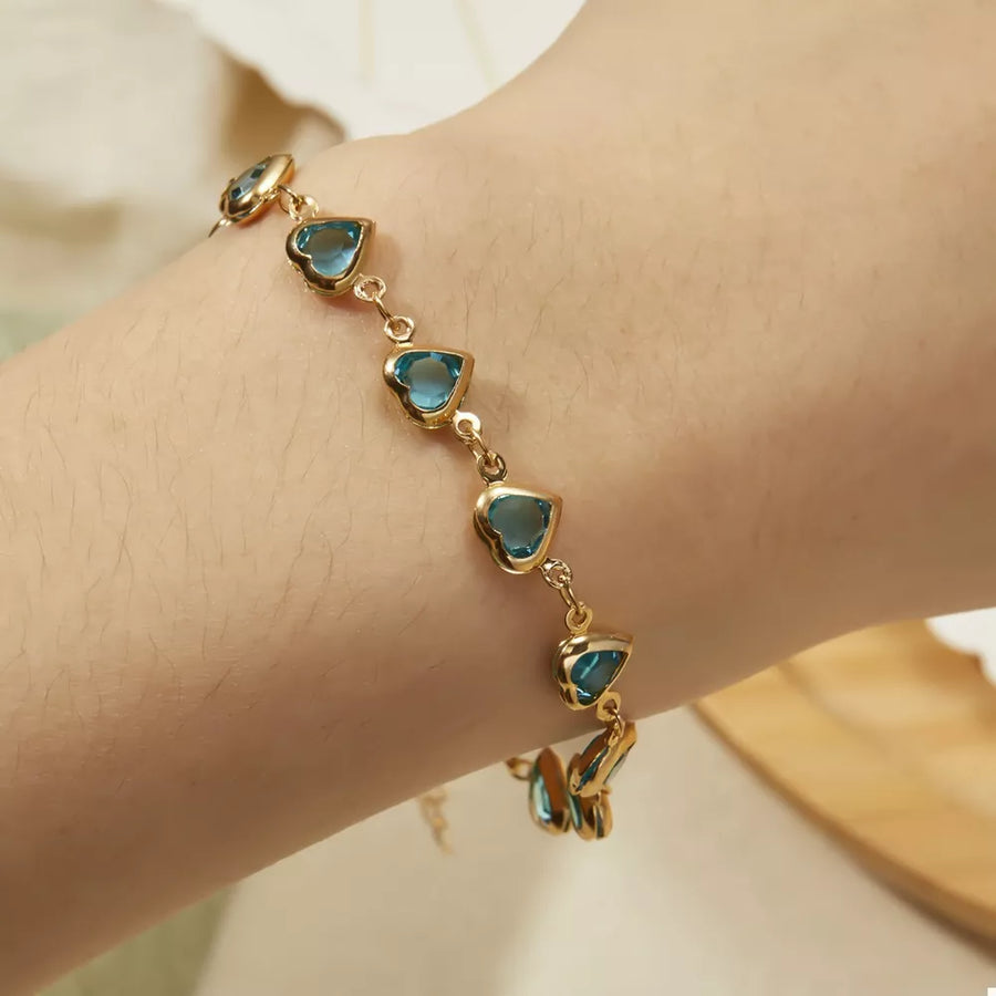 18K Gold-Plated,Alloy,Glass diamond Care instructions: Avoid wearing during exer bracelet in Gold with linked chain