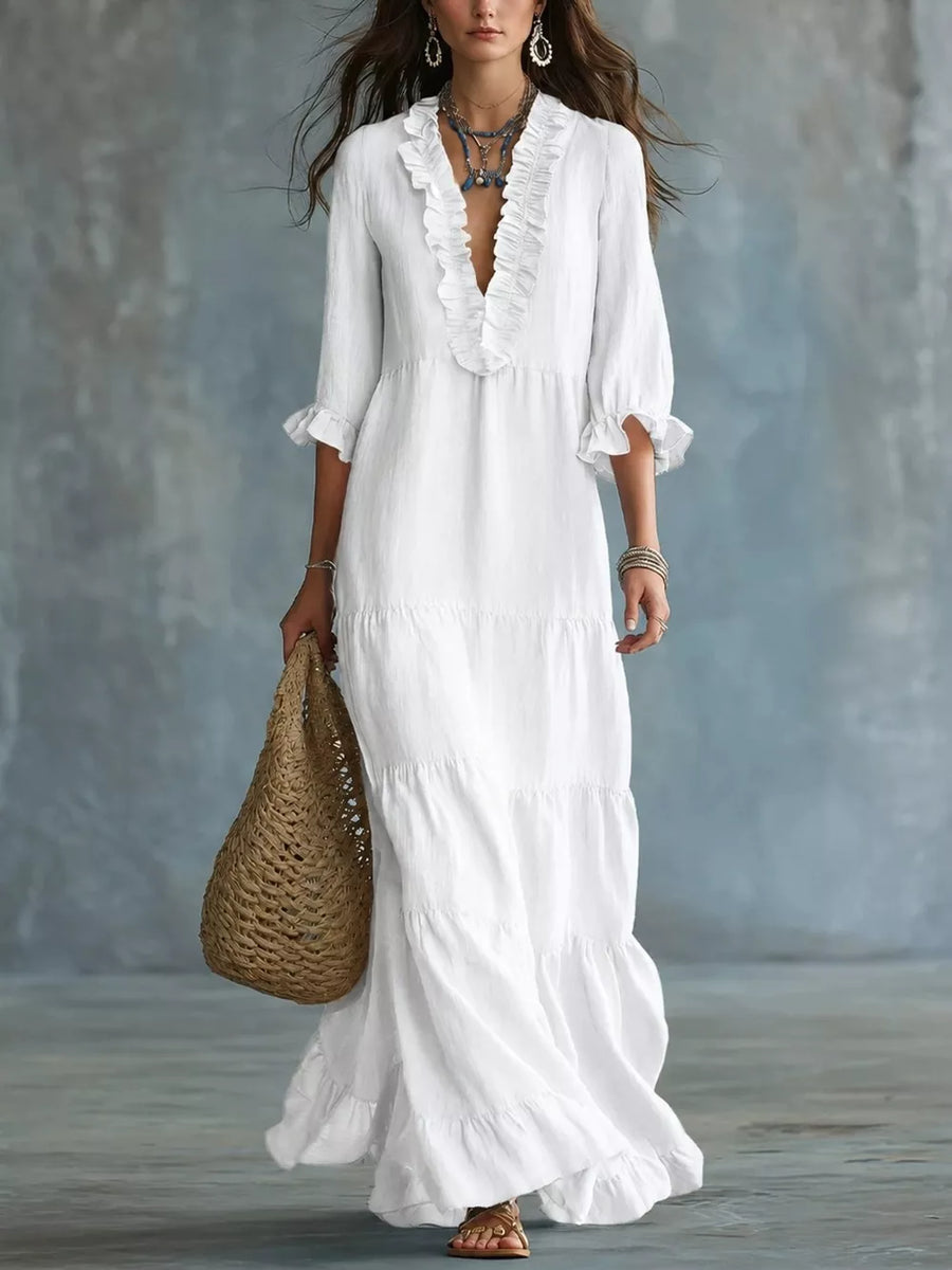 100% polyester Care instructions: Machine wash cold maxi dress in Red with A-line silhouette