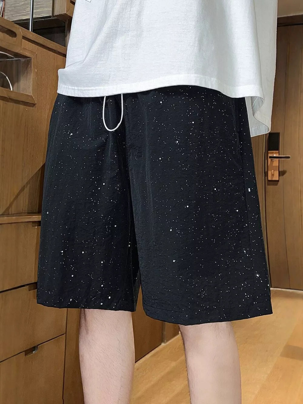 Black Men's Casual Loose Fit Shorts