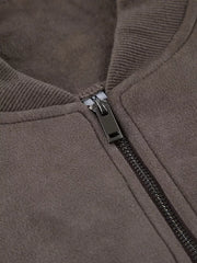 bomber jacket in Dark Gray with zipper and hip-length