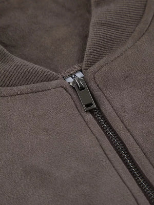bomber jacket in Dark Gray with zipper and hip-length