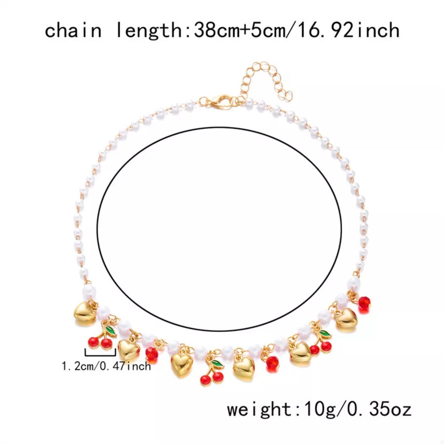 necklace featuring motif in white with Synthetic Pearl, 18K Gold-Plated, Alloy, Zinc alloy Care instructions: Avoid wea