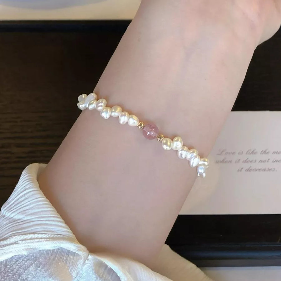 Pearl & Crystal 18k Gold-plated Bracelet in ivory with pearl accents
