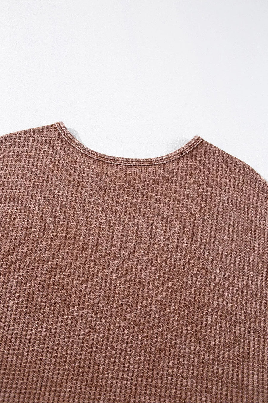 Waffle Knit Fringed High Low Loose Top option 6