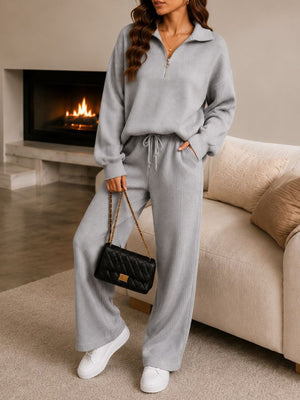 Tan lounge set with tied and long sleeve