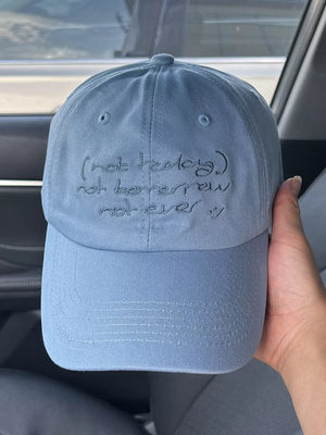 Navy Blue Embroidered Slogan Baseball Cap