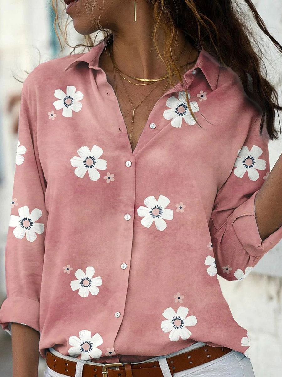 button-down shirt in Grey with floral and buttoned
