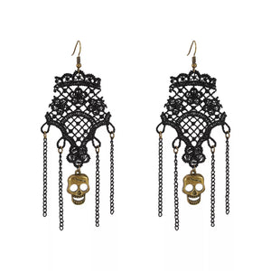 necklace featuring skull motif in Black with Iron,Rhinestone,lace Care instructions: Avoid wearing during exercise, as sweat