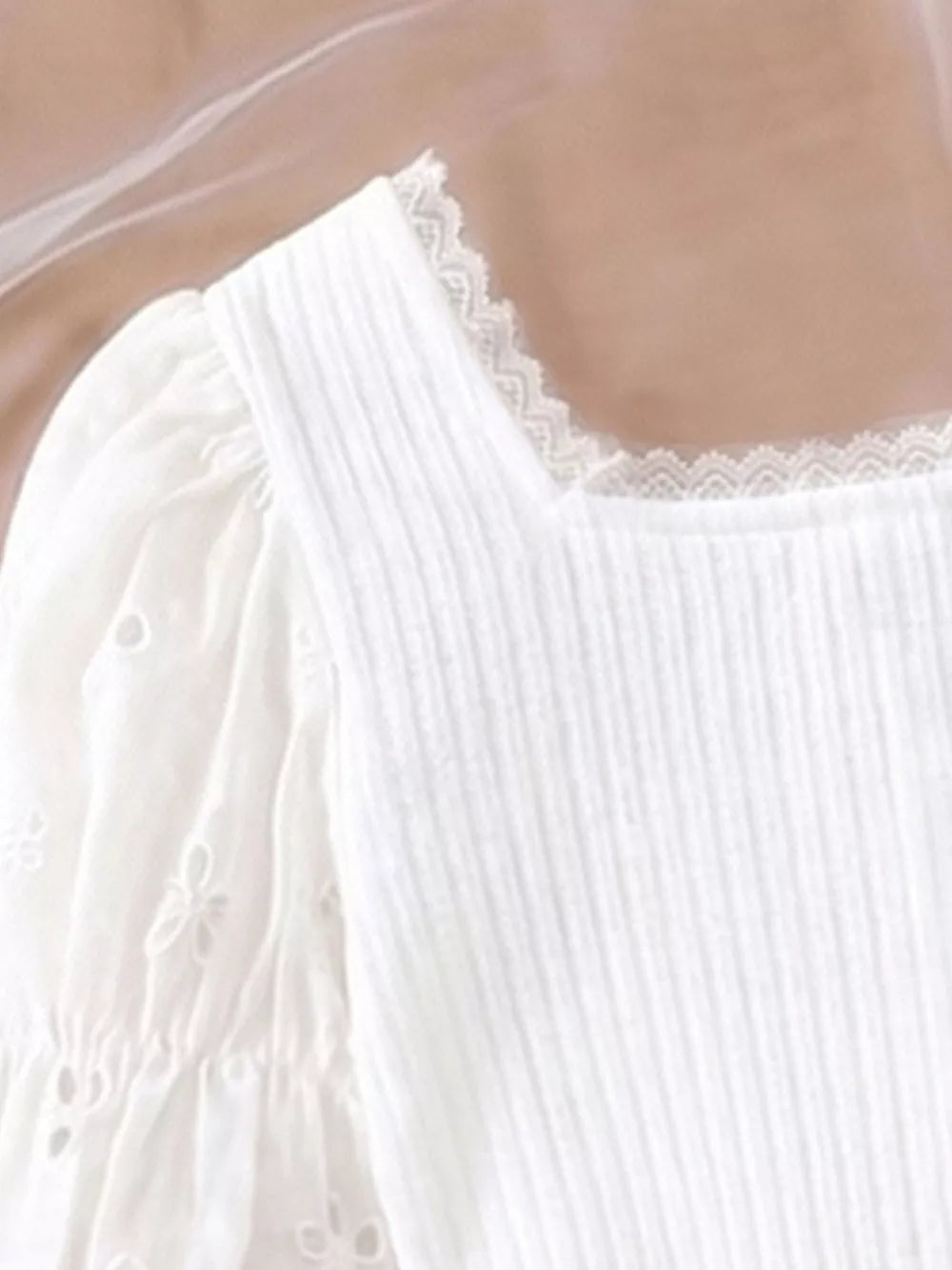 Button-down Ribbed Top in White