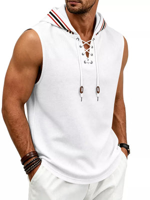 White vest with hip-length and tie