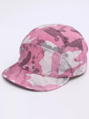 Pink camouflage baseball cap with a curved brim.